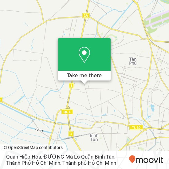 Bản đồ Quán Hiệp Hòa, ĐƯỜNG Mã Lò Quận Bình Tân, Thành Phố Hồ Chí Minh