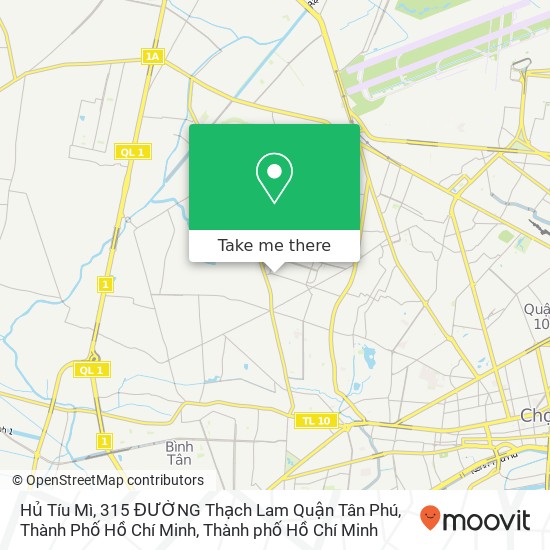 Bản đồ Hủ Tíu Mì, 315 ĐƯỜNG Thạch Lam Quận Tân Phú, Thành Phố Hồ Chí Minh