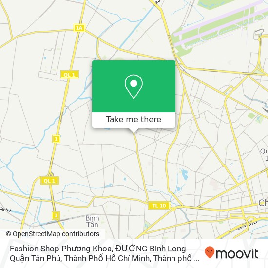 Bản đồ Fashion Shop Phương Khoa, ĐƯỜNG Bình Long Quận Tân Phú, Thành Phố Hồ Chí Minh