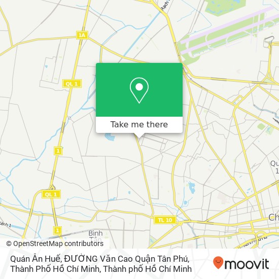 Bản đồ Quán Ăn Huế, ĐƯỜNG Văn Cao Quận Tân Phú, Thành Phố Hồ Chí Minh