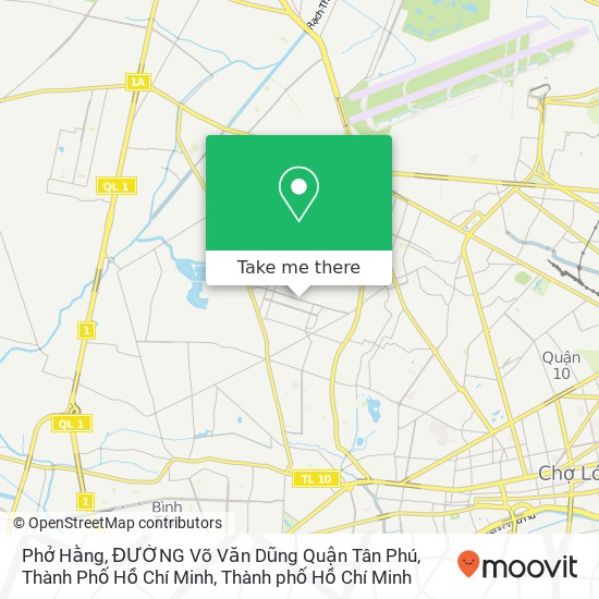 Bản đồ Phở Hằng, ĐƯỜNG Võ Văn Dũng Quận Tân Phú, Thành Phố Hồ Chí Minh