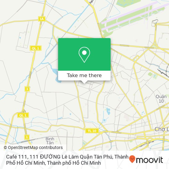 Bản đồ Café 111, 111 ĐƯỜNG Lê Lâm Quận Tân Phú, Thành Phố Hồ Chí Minh