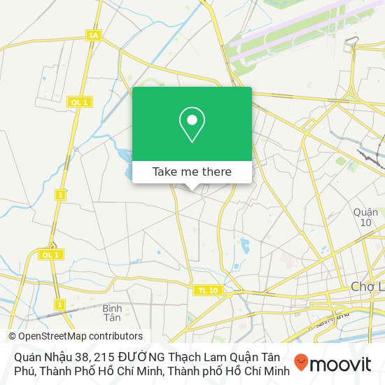 Bản đồ Quán Nhậu 38, 215 ĐƯỜNG Thạch Lam Quận Tân Phú, Thành Phố Hồ Chí Minh