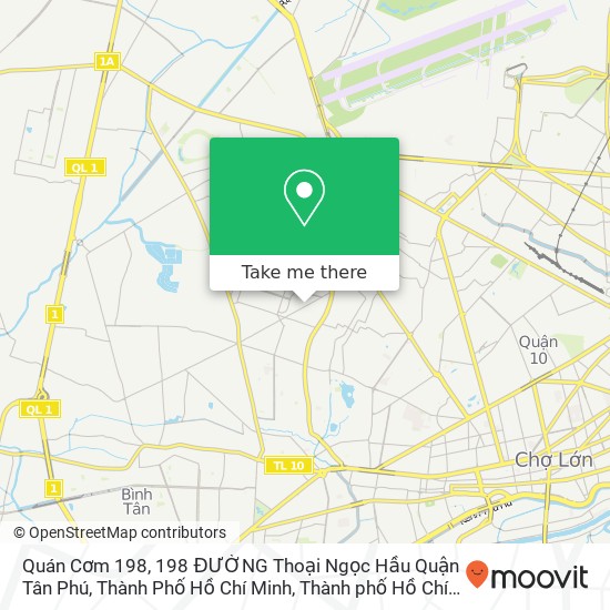 Bản đồ Quán Cơm 198, 198 ĐƯỜNG Thoại Ngọc Hầu Quận Tân Phú, Thành Phố Hồ Chí Minh