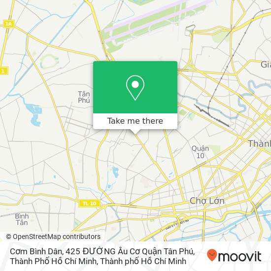 Bản đồ Cơm Bình Dân, 425 ĐƯỜNG Âu Cơ Quận Tân Phú, Thành Phố Hồ Chí Minh