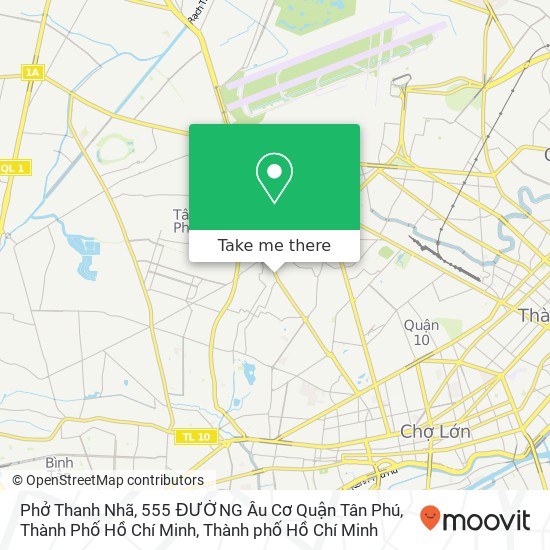 Bản đồ Phở Thanh Nhã, 555 ĐƯỜNG Âu Cơ Quận Tân Phú, Thành Phố Hồ Chí Minh