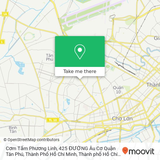 Bản đồ Cơm Tấm Phương Linh, 425 ĐƯỜNG Âu Cơ Quận Tân Phú, Thành Phố Hồ Chí Minh