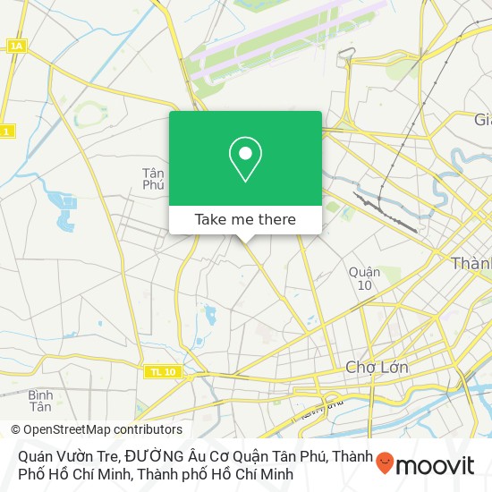 Bản đồ Quán Vườn Tre, ĐƯỜNG Âu Cơ Quận Tân Phú, Thành Phố Hồ Chí Minh