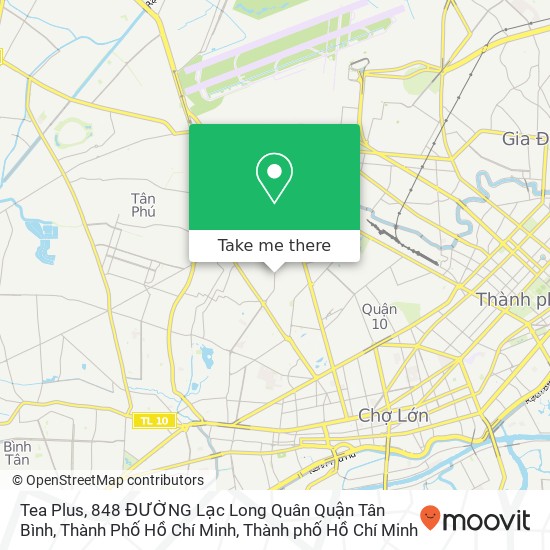 Bản đồ Tea Plus, 848 ĐƯỜNG Lạc Long Quân Quận Tân Bình, Thành Phố Hồ Chí Minh