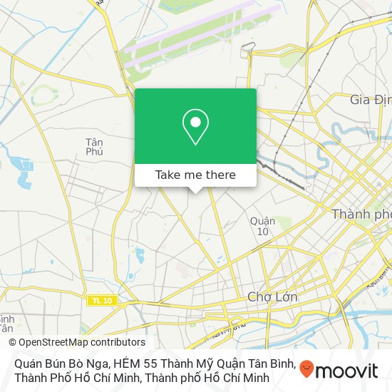 Bản đồ Quán Bún Bò Nga, HẺM 55 Thành Mỹ Quận Tân Bình, Thành Phố Hồ Chí Minh