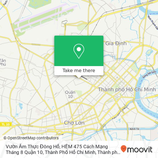 Bản đồ Vườn Ẩm Thực Đông Hồ, HẺM 475 Cách Mạng Tháng 8 Quận 10, Thành Phố Hồ Chí Minh