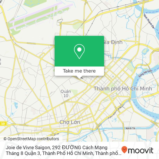 Bản đồ Joie de Vivre Saigon, 292 ĐƯỜNG Cách Mạng Tháng 8 Quận 3, Thành Phố Hồ Chí Minh