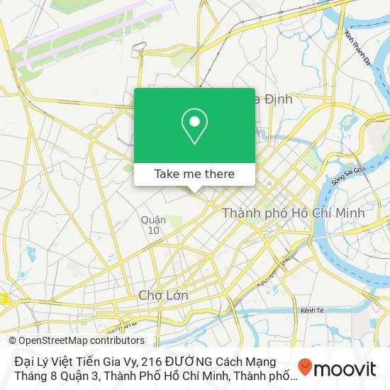 Bản đồ Đại Lý Việt Tiến Gia Vy, 216 ĐƯỜNG Cách Mạng Tháng 8 Quận 3, Thành Phố Hồ Chí Minh