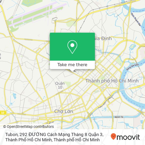 Bản đồ Tubon, 292 ĐƯỜNG Cách Mạng Tháng 8 Quận 3, Thành Phố Hồ Chí Minh