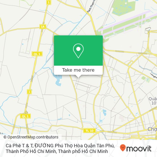 Bản đồ Cà Phê T & T, ĐƯỜNG Phú Thọ Hòa Quận Tân Phú, Thành Phố Hồ Chí Minh
