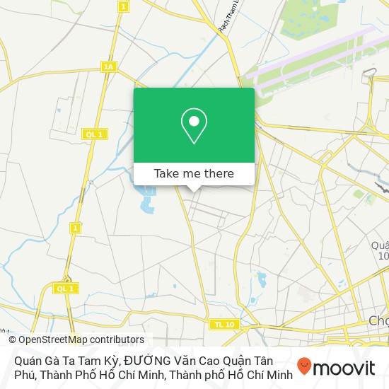 Bản đồ Quán Gà Ta Tam Kỳ, ĐƯỜNG Văn Cao Quận Tân Phú, Thành Phố Hồ Chí Minh