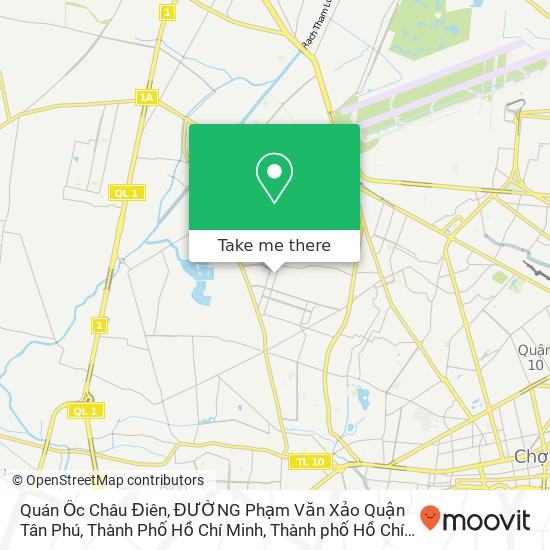 Bản đồ Quán Ốc Châu Điên, ĐƯỜNG Phạm Văn Xảo Quận Tân Phú, Thành Phố Hồ Chí Minh