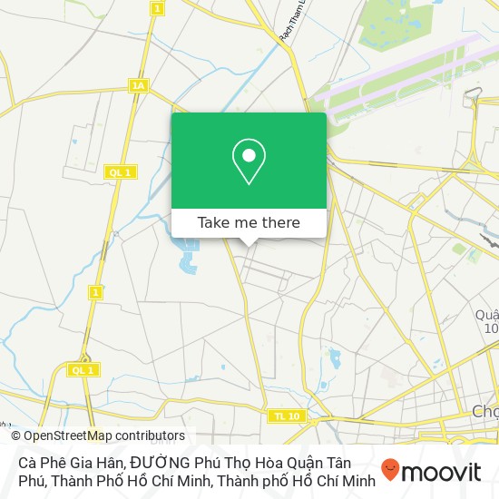 Bản đồ Cà Phê Gia Hân, ĐƯỜNG Phú Thọ Hòa Quận Tân Phú, Thành Phố Hồ Chí Minh