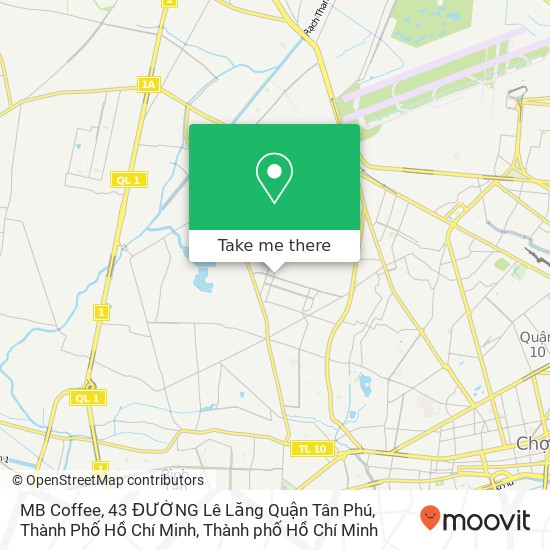 Bản đồ MB Coffee, 43 ĐƯỜNG Lê Lăng Quận Tân Phú, Thành Phố Hồ Chí Minh