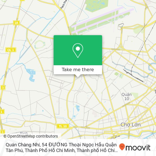 Bản đồ Quán Chàng Nhí, 54 ĐƯỜNG Thoại Ngọc Hầu Quận Tân Phú, Thành Phố Hồ Chí Minh