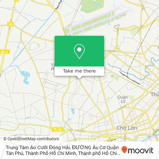 Bản đồ Trung Tâm Áo Cưới Đông Hải, ĐƯỜNG Âu Cơ Quận Tân Phú, Thành Phố Hồ Chí Minh