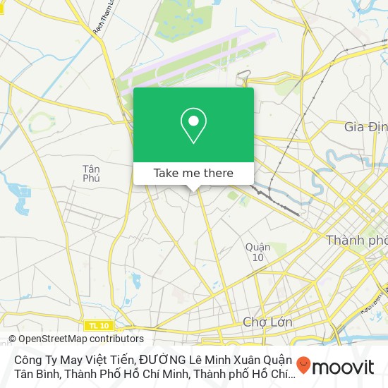 Bản đồ Công Ty May Việt Tiến, ĐƯỜNG Lê Minh Xuân Quận Tân Bình, Thành Phố Hồ Chí Minh