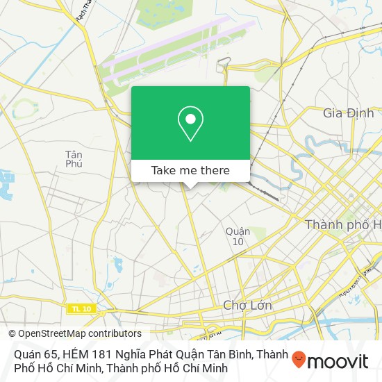 Bản đồ Quán 65, HẺM 181 Nghĩa Phát Quận Tân Bình, Thành Phố Hồ Chí Minh