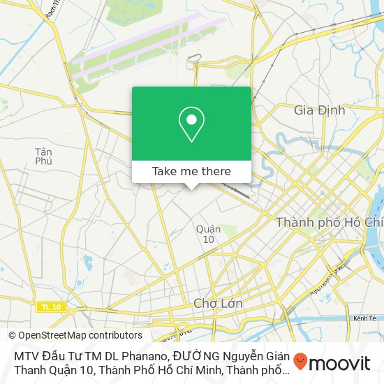 Bản đồ MTV Đầu Tư TM DL Phanano, ĐƯỜNG Nguyễn Gián Thanh Quận 10, Thành Phố Hồ Chí Minh