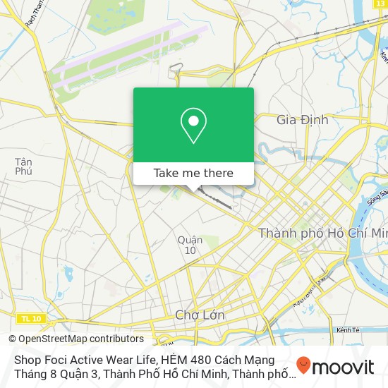 Bản đồ Shop Foci Active Wear Life, HẺM 480 Cách Mạng Tháng 8 Quận 3, Thành Phố Hồ Chí Minh
