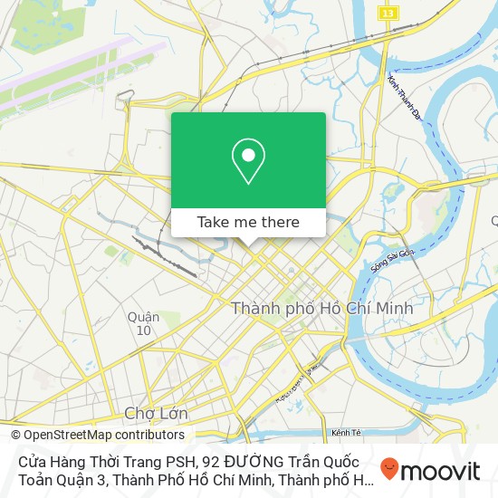 Bản đồ Cửa Hàng Thời Trang PSH, 92 ĐƯỜNG Trần Quốc Toản Quận 3, Thành Phố Hồ Chí Minh