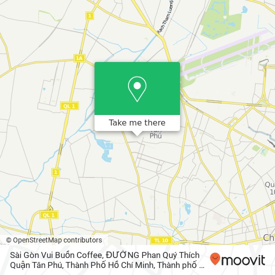 Bản đồ Sài Gòn Vui Buồn Coffee, ĐƯỜNG Phan Quý Thích Quận Tân Phú, Thành Phố Hồ Chí Minh