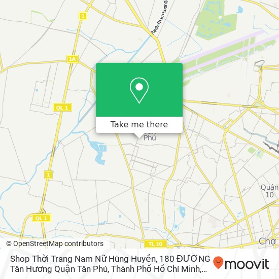 Bản đồ Shop Thời Trang Nam Nữ Hùng Huyền, 180 ĐƯỜNG Tân Hương Quận Tân Phú, Thành Phố Hồ Chí Minh