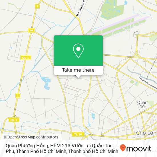 Bản đồ Quán Phượng Hồng, HẺM 213 Vườn Lài Quận Tân Phú, Thành Phố Hồ Chí Minh