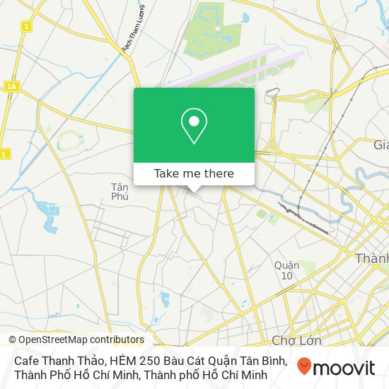 Bản đồ Cafe Thanh Thảo, HẺM 250 Bàu Cát Quận Tân Bình, Thành Phố Hồ Chí Minh