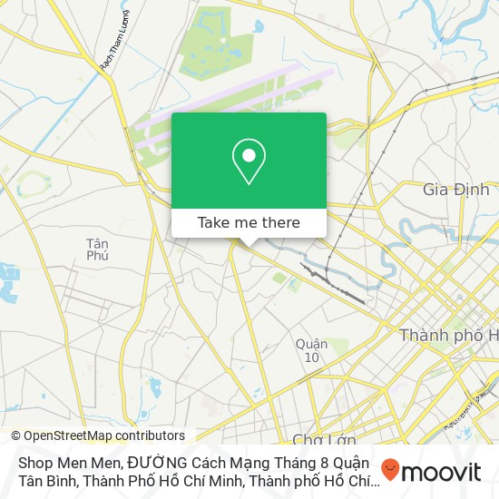 Bản đồ Shop Men Men, ĐƯỜNG Cách Mạng Tháng 8 Quận Tân Bình, Thành Phố Hồ Chí Minh
