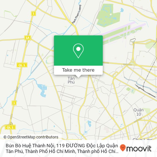 Bản đồ Bún Bò Huệ Thành Nội, 119 ĐƯỜNG Độc Lập Quận Tân Phú, Thành Phố Hồ Chí Minh