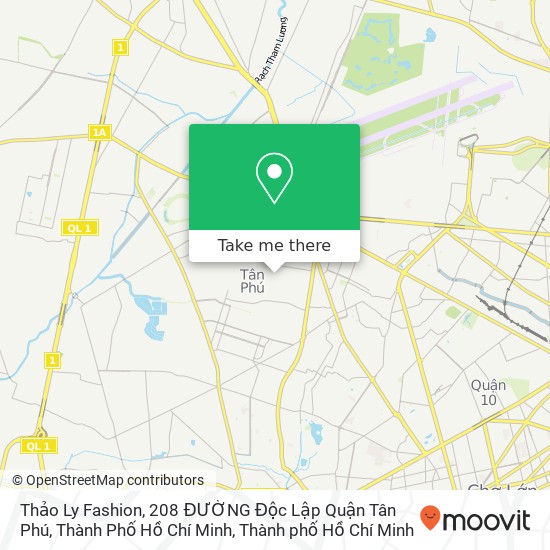 Bản đồ Thảo Ly Fashion, 208 ĐƯỜNG Độc Lập Quận Tân Phú, Thành Phố Hồ Chí Minh