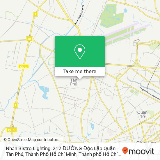 Bản đồ Nhân Bistro Lighting, 212 ĐƯỜNG Độc Lập Quận Tân Phú, Thành Phố Hồ Chí Minh