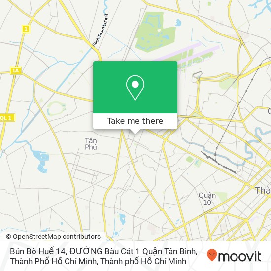 Bản đồ Bún Bò Huế 14, ĐƯỜNG Bàu Cát 1 Quận Tân Bình, Thành Phố Hồ Chí Minh