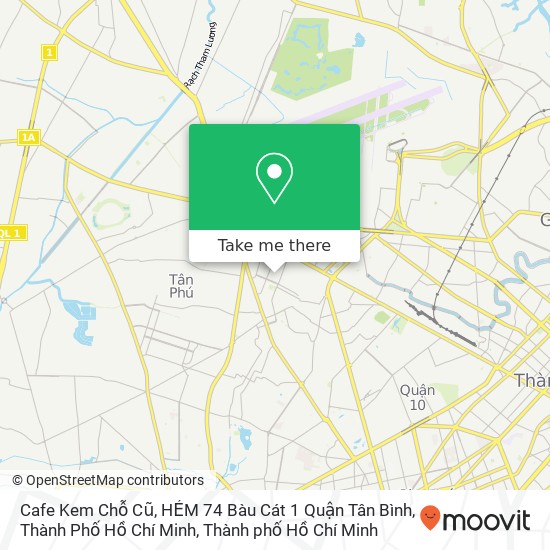 Bản đồ Cafe Kem Chỗ Cũ, HẺM 74 Bàu Cát 1 Quận Tân Bình, Thành Phố Hồ Chí Minh