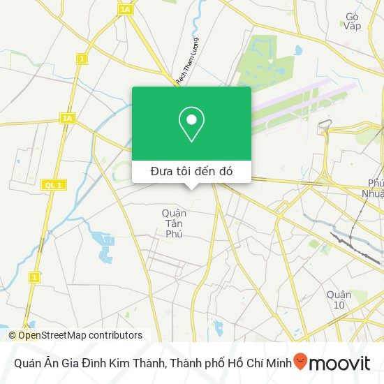 Bản đồ Quán Ăn Gia Đình Kim Thành, ĐƯỜNG Tân Sơn Nhì Quận Tân Phú, Thành Phố Hồ Chí Minh