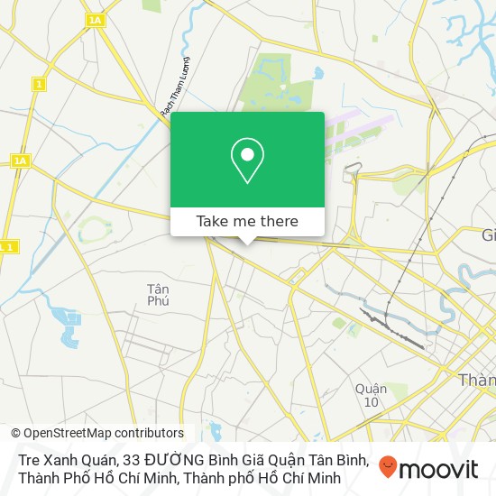 Bản đồ Tre Xanh Quán, 33 ĐƯỜNG Bình Giã Quận Tân Bình, Thành Phố Hồ Chí Minh