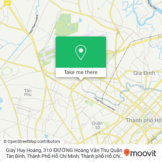 Bản đồ Giày Huy Hoàng, 310 ĐƯỜNG Hoàng Văn Thụ Quận Tân Bình, Thành Phố Hồ Chí Minh