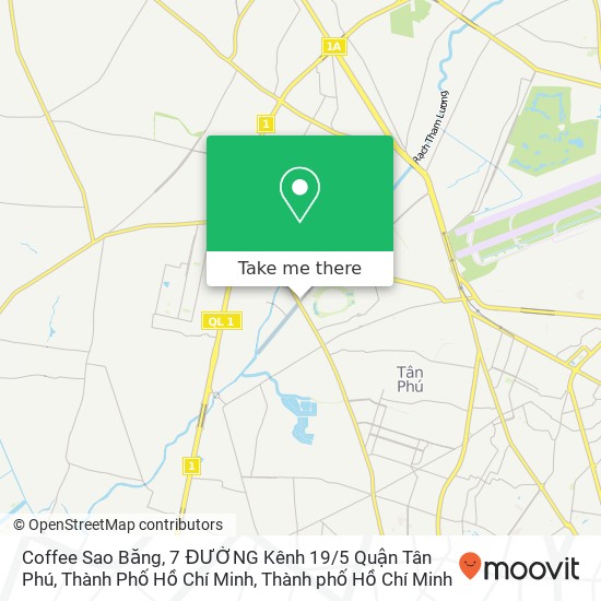 Bản đồ Coffee Sao Băng, 7 ĐƯỜNG Kênh 19 / 5 Quận Tân Phú, Thành Phố Hồ Chí Minh