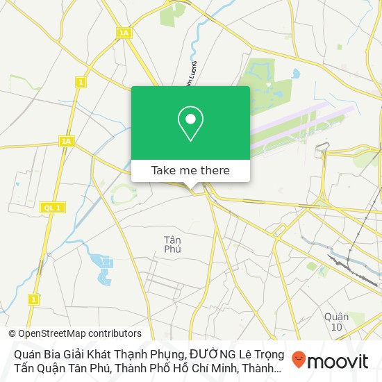 Bản đồ Quán Bia Giải Khát Thạnh Phụng, ĐƯỜNG Lê Trọng Tấn Quận Tân Phú, Thành Phố Hồ Chí Minh