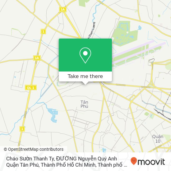 Bản đồ Cháo Sườn Thanh Ty, ĐƯỜNG Nguyễn Quý Anh Quận Tân Phú, Thành Phố Hồ Chí Minh
