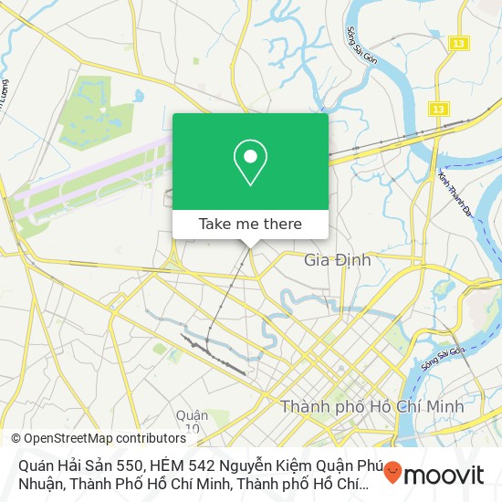 Bản đồ Quán Hải Sản 550, HẺM 542 Nguyễn Kiệm Quận Phú Nhuận, Thành Phố Hồ Chí Minh