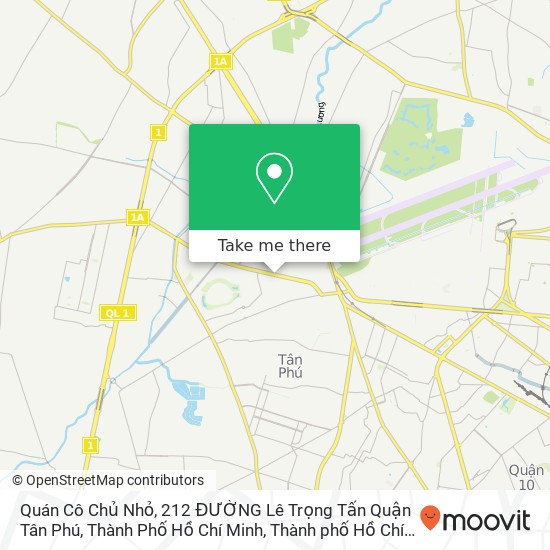 Bản đồ Quán Cô Chủ Nhỏ, 212 ĐƯỜNG Lê Trọng Tấn Quận Tân Phú, Thành Phố Hồ Chí Minh