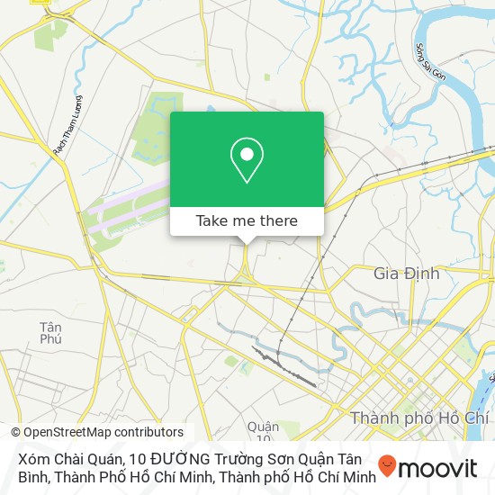 Bản đồ Xóm Chài Quán, 10 ĐƯỜNG Trường Sơn Quận Tân Bình, Thành Phố Hồ Chí Minh