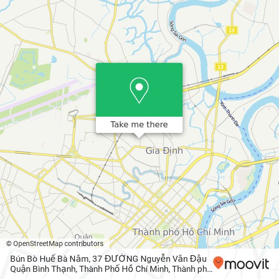 Bản đồ Bún Bò Huế Bà Năm, 37 ĐƯỜNG Nguyễn Văn Đậu Quận Bình Thạnh, Thành Phố Hồ Chí Minh